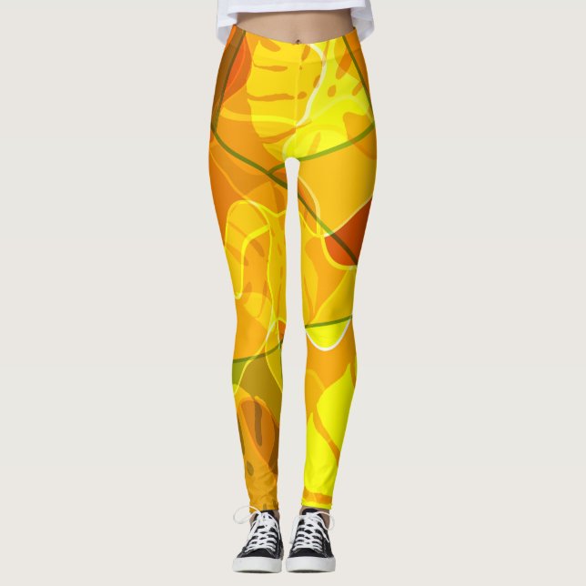 LEGGINGS FEUILLES TROPICAUX ABSTRAITS (Devant)