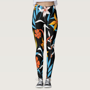 Leggings Feuilles tropicaux colorés : motif arrière - plan 