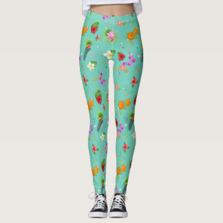 Leggings Feuilles tropicaux en Turquoise