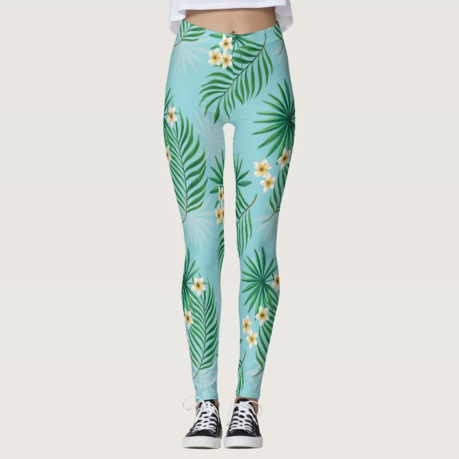 Leggings Feuilles tropicaux et fleurs (Devant)