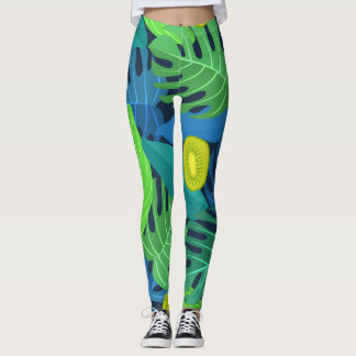 Leggings Feuilles tropicaux et Motif de Kiwi