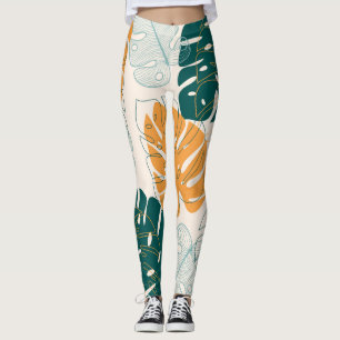Leggings Feuilles tropicaux : Sceau Vintage de la Jungle