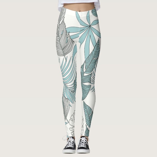 Leggings Feuilles tropicaux : une tendance transparente (Devant)
