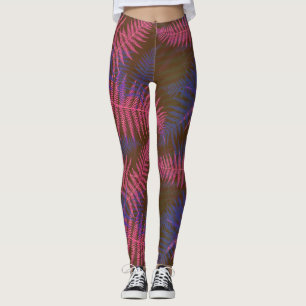 Leggings Feuilles tropicaux violets et bleus