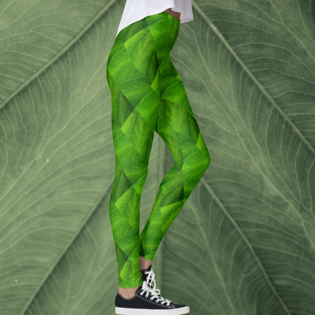 Leggings Feuilles Vertes Clair Motif Naturel (Créateur téléchargé)
