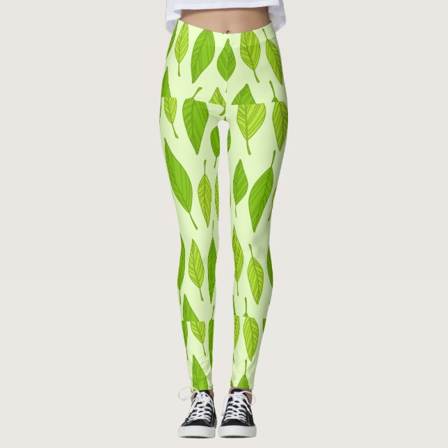 Leggings Feuilles verts d'automne (Devant)
