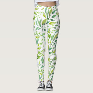 Leggings Feuilles verts et baies pattes d'aquarelle