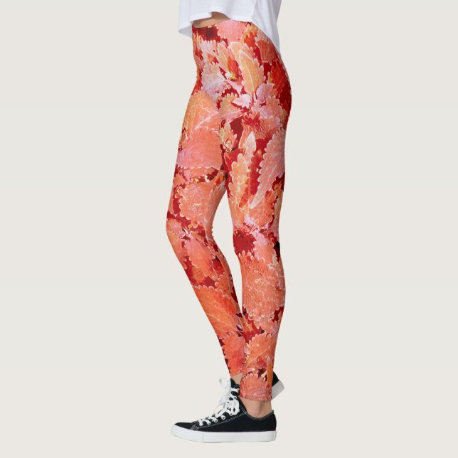 Leggings Feuilles vifs du rouge naturel (Gauche)