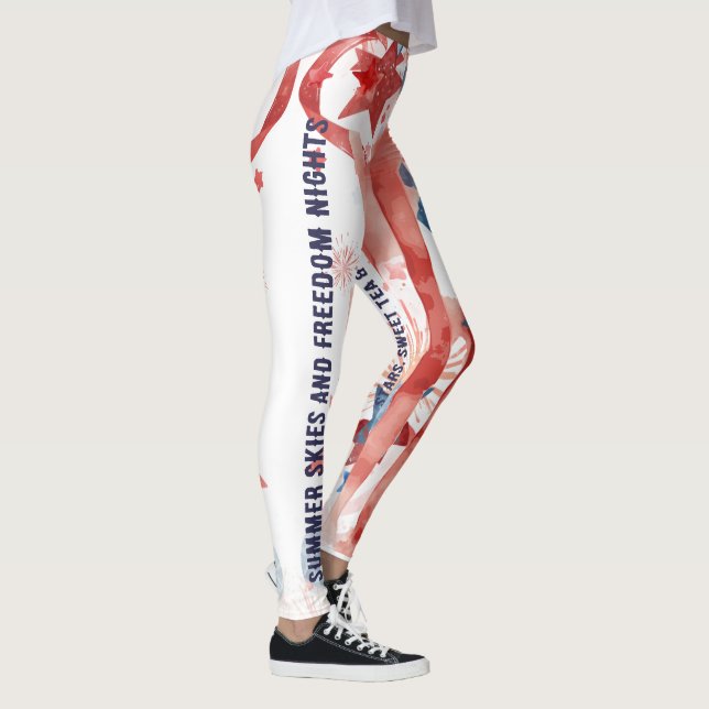 Leggings Feux d'artifice à l'aquarelle 4 juillet (Droite)
