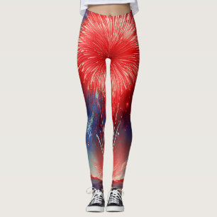 Leggings Feux d'artifice graphiques rouges, blancs et bleus