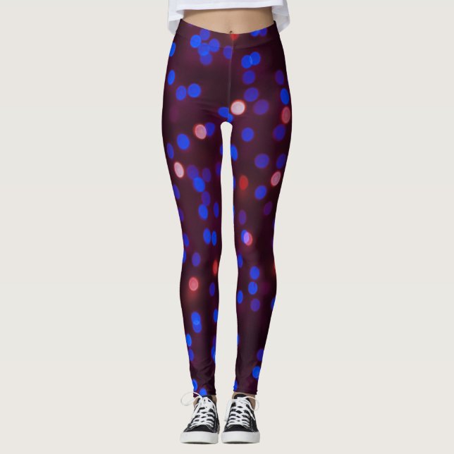 Leggings Feux de Noël, flou, arrière - plan festif. (Devant)