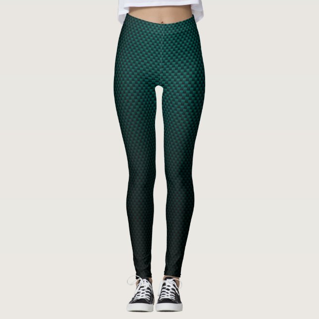 Leggings Fibre de carbone noir turquoise (Devant)