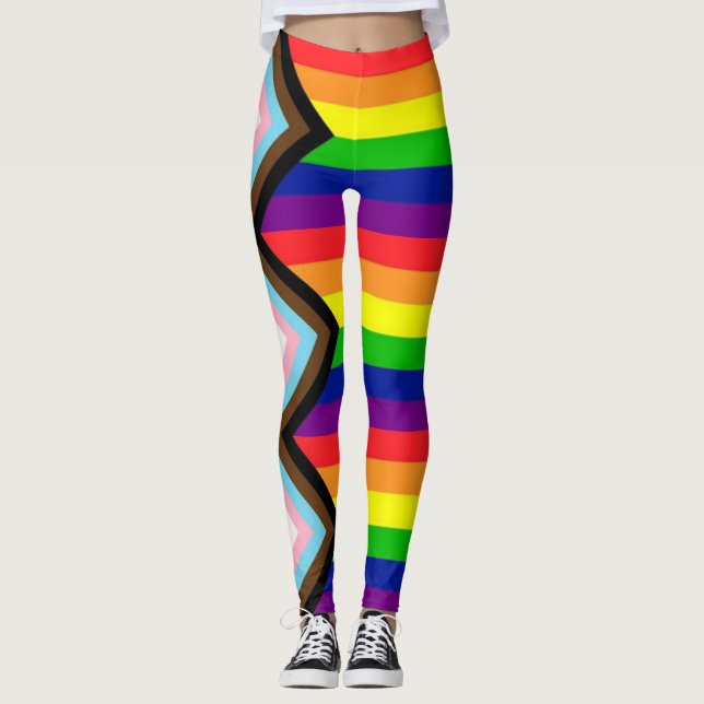 Leggings Fierté de progrès LGBTQ+ Unisexe Tendance  (Devant)