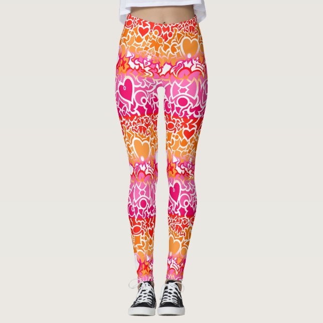 Leggings Fierté lesbienne Sunset Squiggle (Devant)