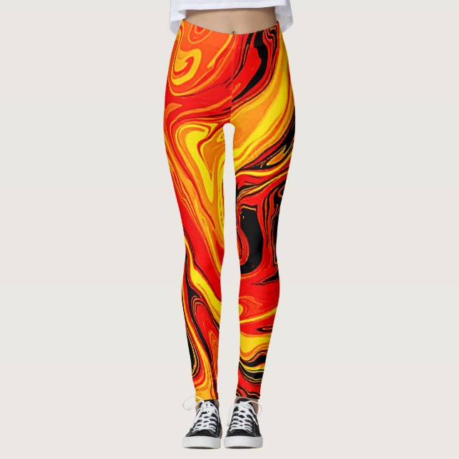 Leggings Fiery Abstract Swirls of Emotion (Devant)