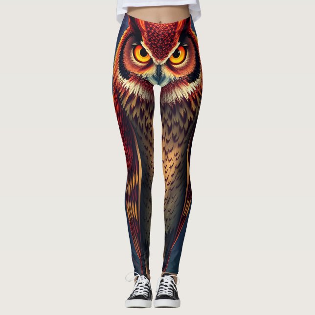 Leggings Fiery Spirit Owl: Phoenix Rebirth Art (Devant)