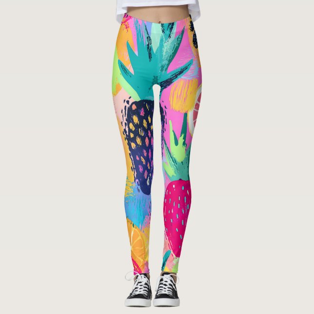 Leggings Fiesta Abstraite de fruits tropicaux Paradise (Devant)