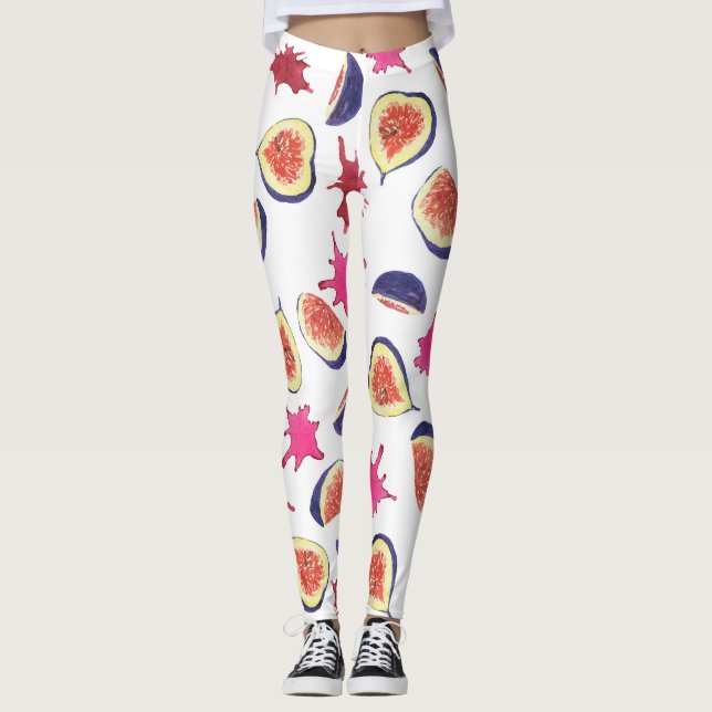 Leggings Figes fraîches Aquarelle de jus rose (Devant)
