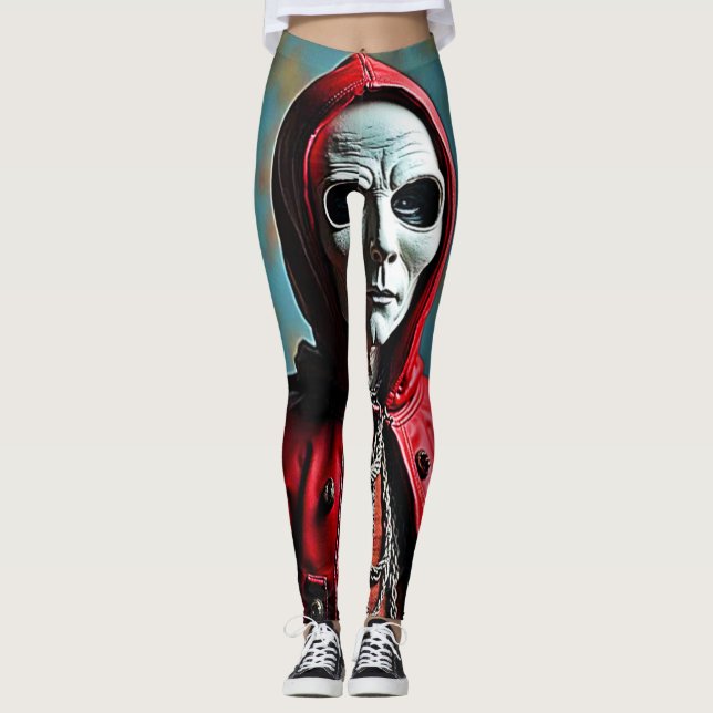 Leggings Figure mystérieuse du crâne à capuchon (Devant)