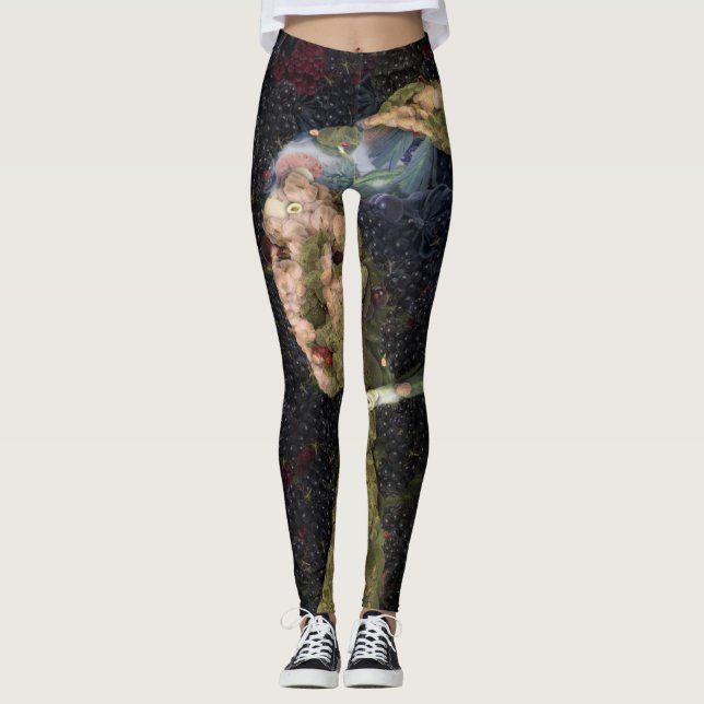 Leggings Fille Avec Une Fraise Élevant Beau Art Spoof (Devant)