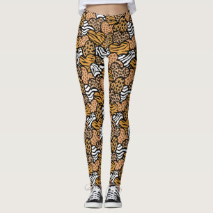 Leggings Fille Beige Poster de animal Coeur Motif