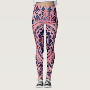 Leggings Fille bleu rose Mandala Floral