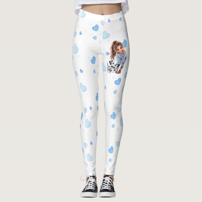 Leggings Fille Chibi Mignonne & Chien (Devant)