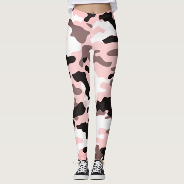 Leggings Fille dans la mode rose noir & blanc Armée (Devant)
