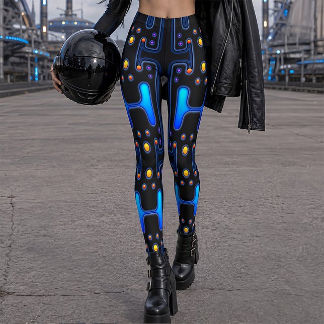 Leggings Fille de l'espace gothique noir Android mécanique  (Créateur téléchargé)