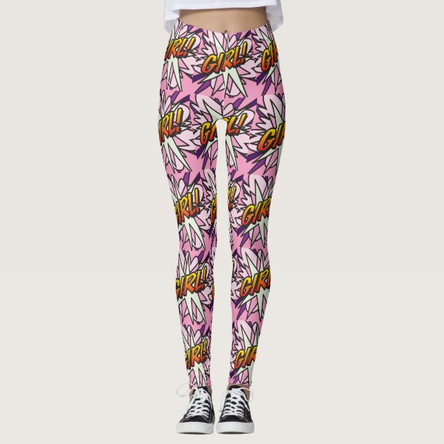 Leggings Fille de pop art de bande dessinée (Devant)