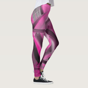 Leggings Fille Élégante Rose Chaud Noir Art Moderne