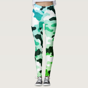 Leggings Fille en mode Vert Bleu Noir & Blanc Armée