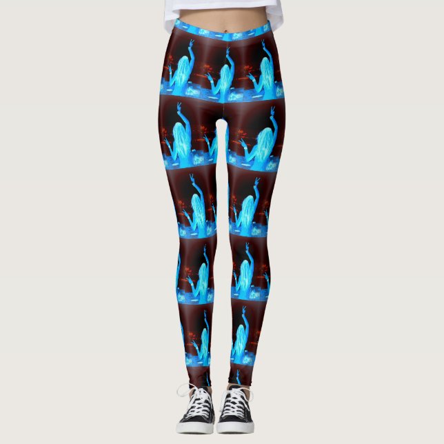 Leggings fille hippie bleue (Devant)