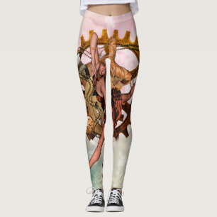 Leggings Fille merveilleuse de steampunk, conception d'or