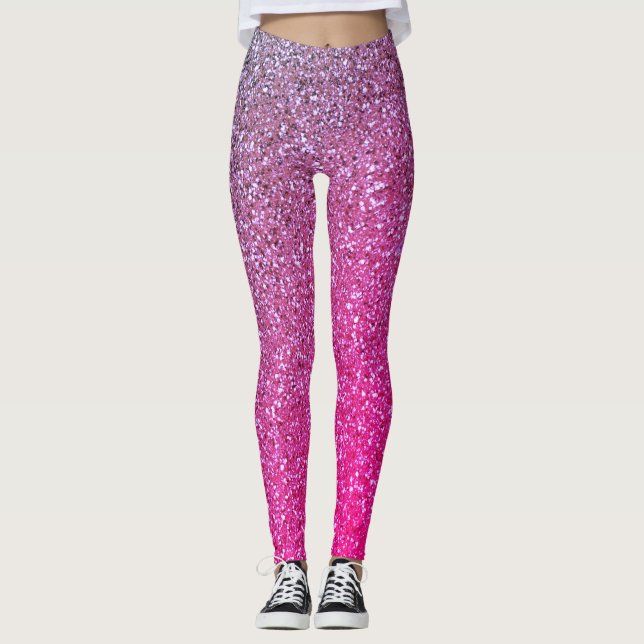 Leggings Fille Ombre Parties scintillant rose et violet (Devant)