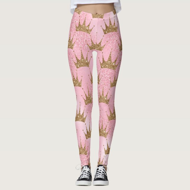 Leggings Fille Rose Parties scintillant Or Crowne Sparkly (Devant)