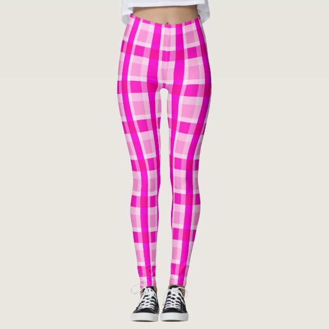 Leggings Fille rose Plaid (Devant)