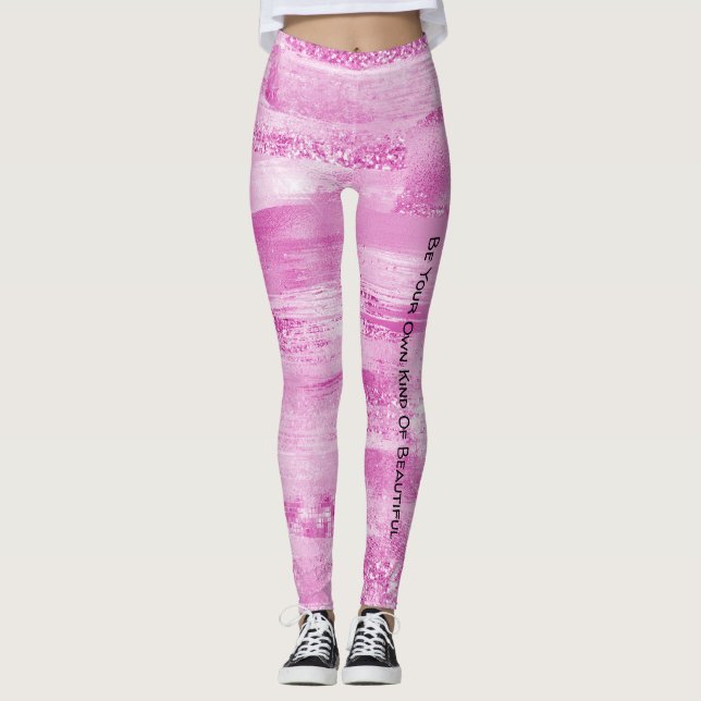 Leggings Fille rose rayures (Devant)