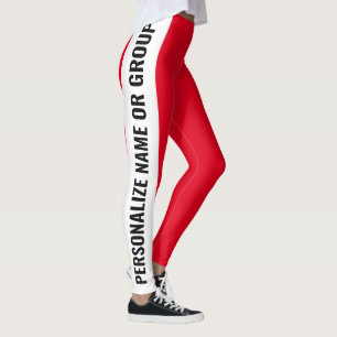 Leggings Fille tendance blanche et rouge personnalisée