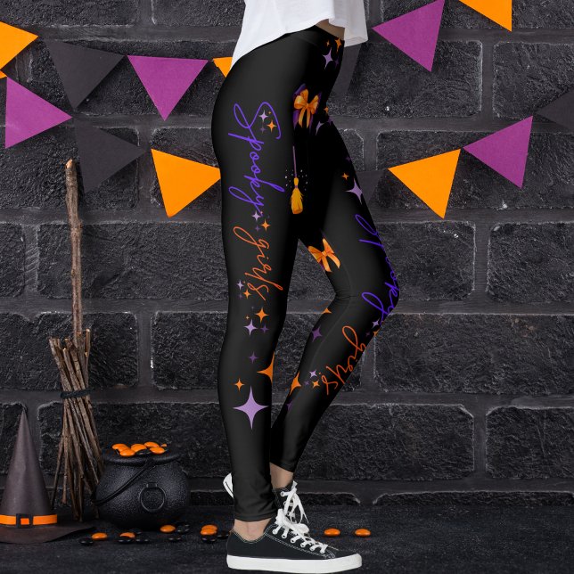 Leggings Filles éffrayantes Halloween violet orange et noir (Créateur téléchargé)