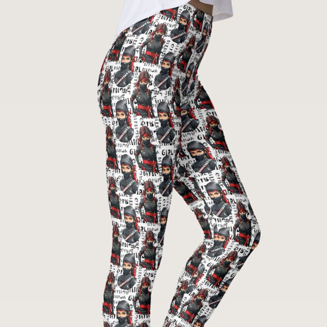 Leggings Filles Ninja Anime avec motif de texte Design (Créateur téléchargé)