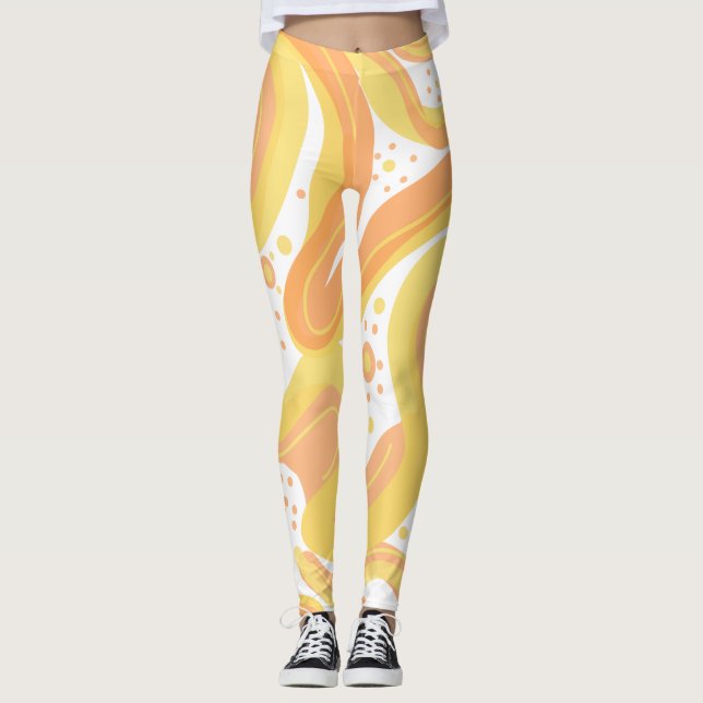 Leggings Fils Orangés Et Jaunes Avec Points (Devant)