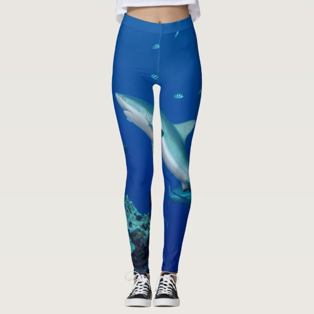 Leggings Fins Fin : Simple Reef Shark imprimé (Devant)