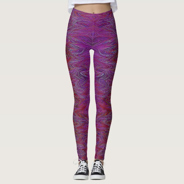 Leggings "Firestorme neurale" Abstraite" Rouge violet (Devant)