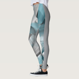 Leggings Fitness Art Abstrait Bleu Océan