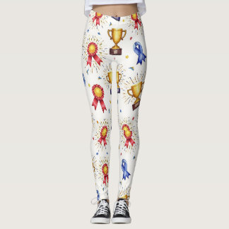 Leggings Fitness Trophies Médailles Ribbons Motif