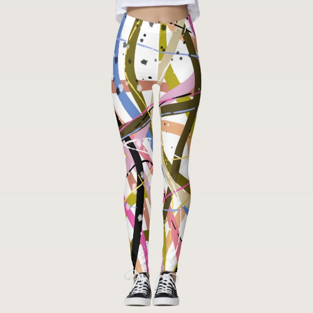 Leggings Flacons de design noir bleu orange (Devant)
