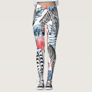 Leggings Flair tropical : Flamant rose Zebra Paradise