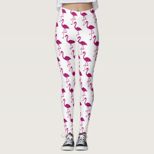Leggings Flamant rose brillant motif blanc