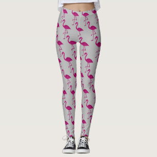 Leggings Flamant rose brillant motif gris